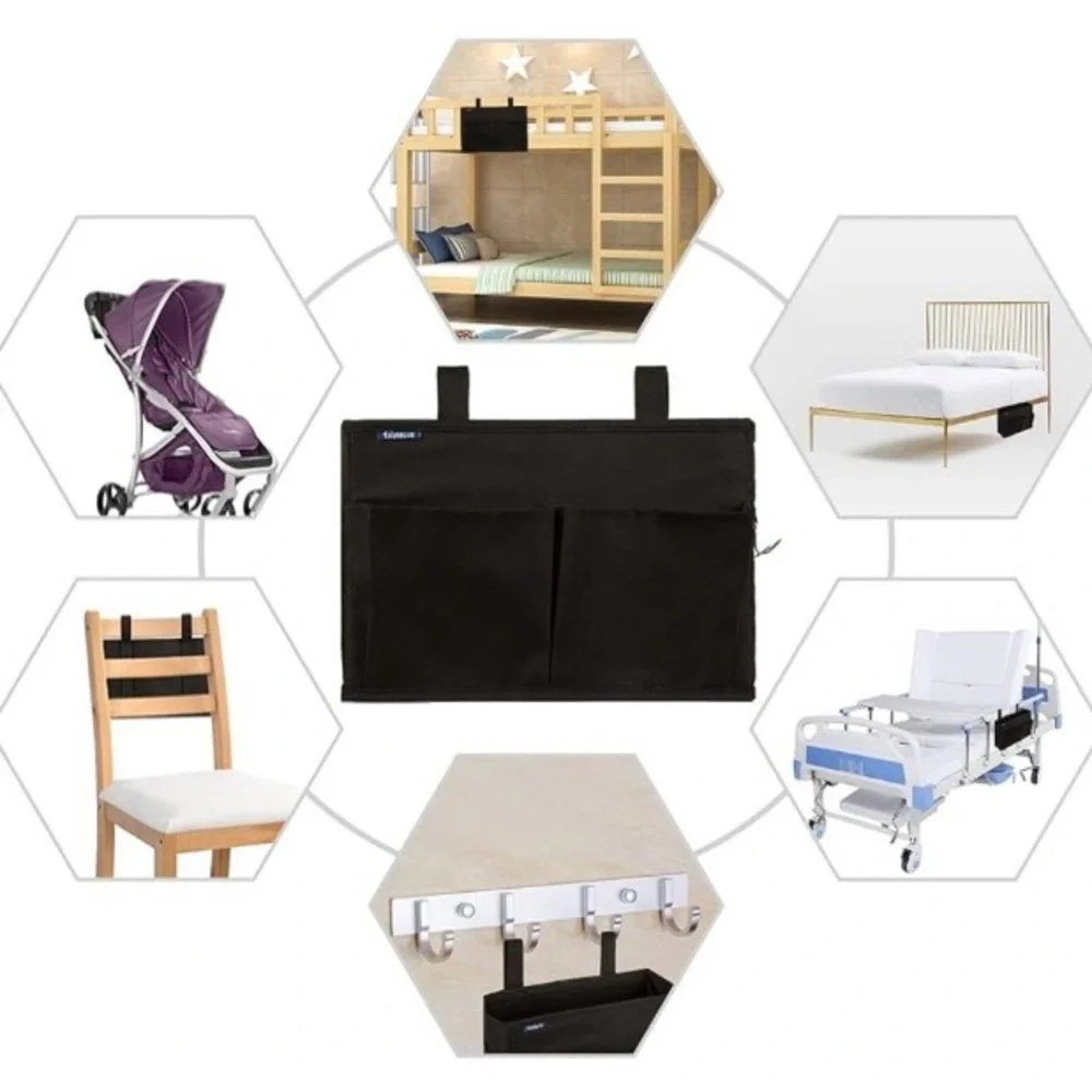 Surblue bedside caddy hanging  organizer with pockets for beds, chairs desks etc